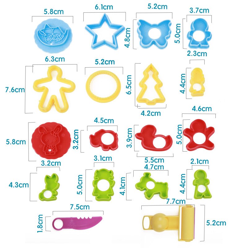 Zachte klei vormpers gereedschap kleur klei multifunctioneel vormmodel gereedschap kinderen kleuter handgereedschap materiaal 18 stuks