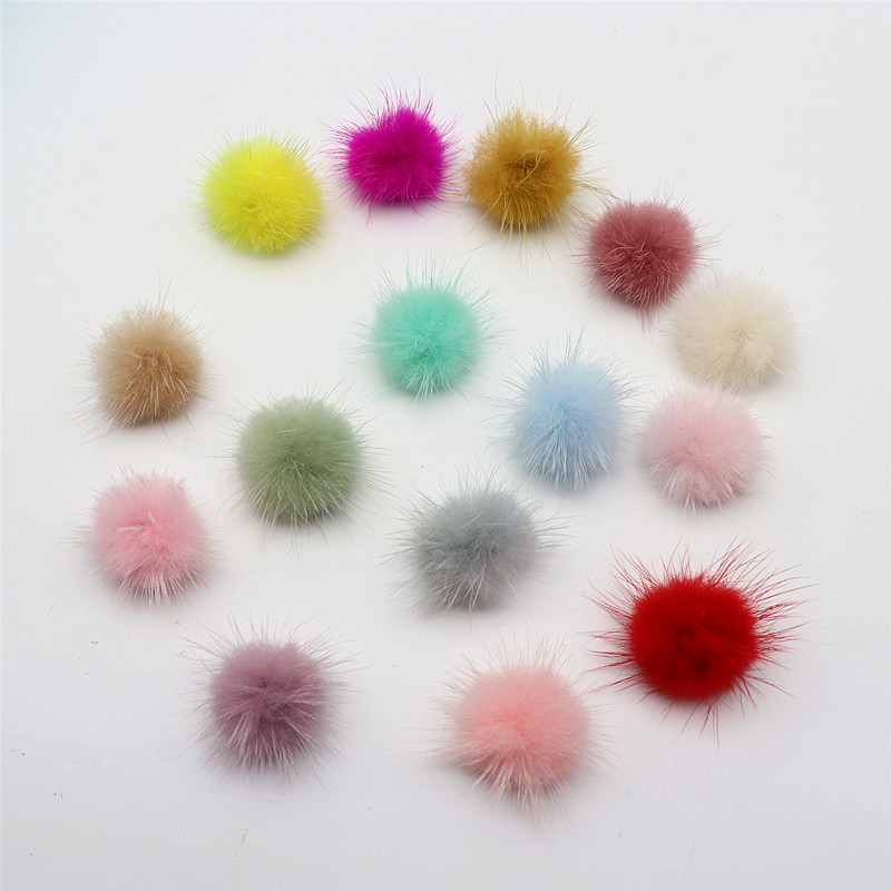 Pompones de visón coloridos de 25Mm, esponjosos de 2,5 cm, pendientes de sombreros, Llavero artesanal, materiales de joyería hechos a mano, 10 Uds.