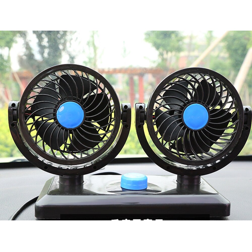 USB Dual-Head Fan Big Dual-Head Universal 360-Degree Rotation Car Truck: Blue USB