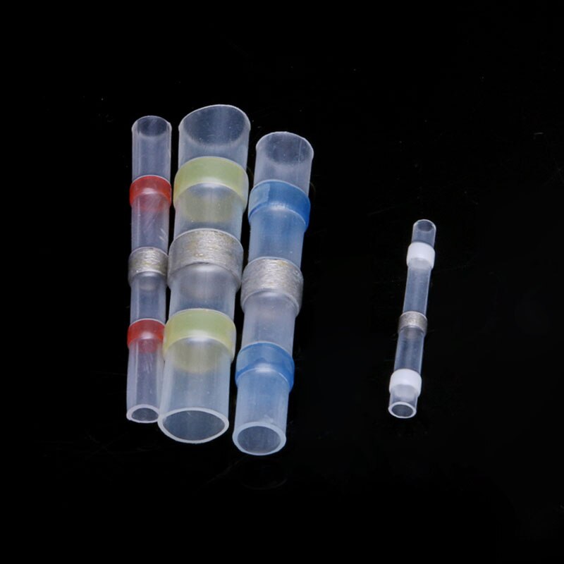 100Pcs 26-10AWG Assorted Solder Sleeve Heat Shrink Splice Butt Wire + Box