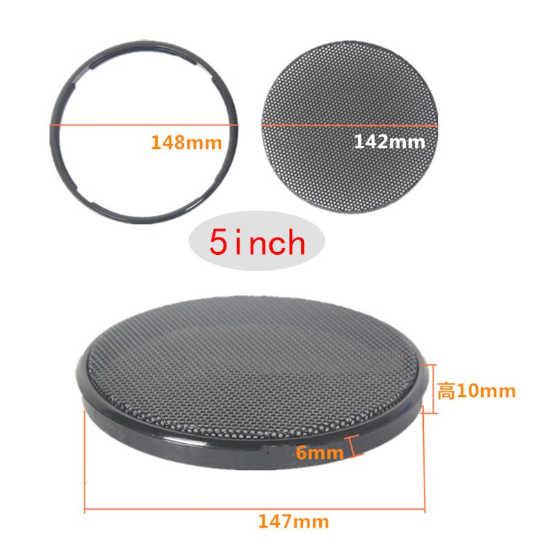 1/2/3/4/5/6 pollici nero altoparlante per auto griglia maglia rotonda corno copertura protettiva cerchio custodia rete accessori decorativi fai da te: nero