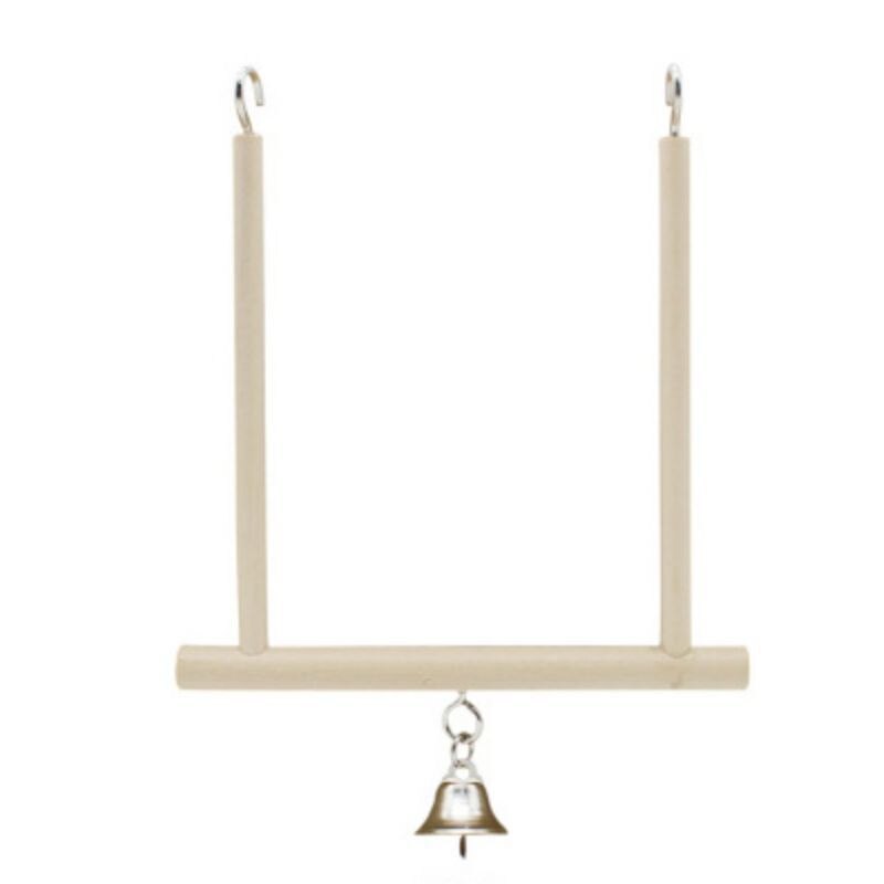 Wooden Bird Swing, Parrot Cage Hanging Perch Playing Toy With Bell For Greys Parakeet Cockatoo Cockatiel Conure Lovebirds