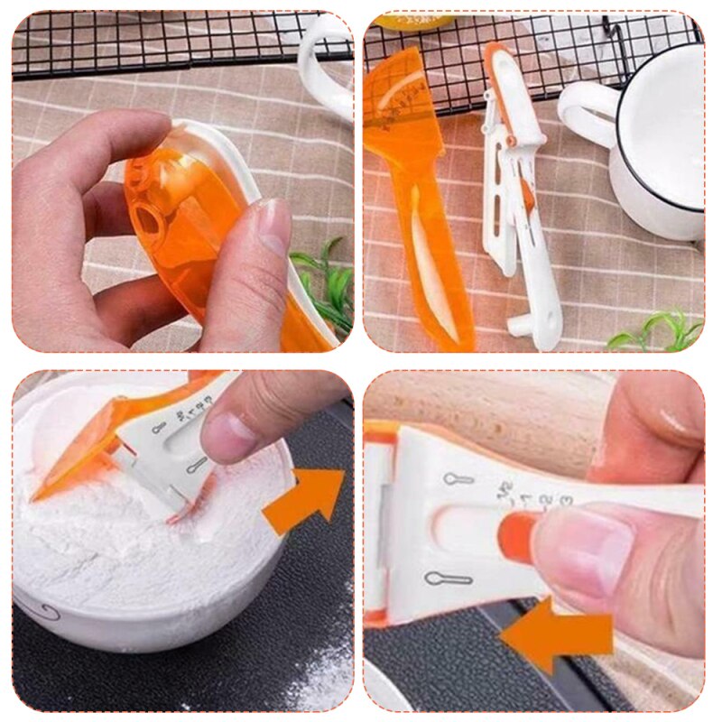 TTLIFE 2Pcs Kitchen Gadgets Adjustable Measuring Scoop Plastic Scale Gauge Baking Supplies Portable Metering Kitchen Baking Tool