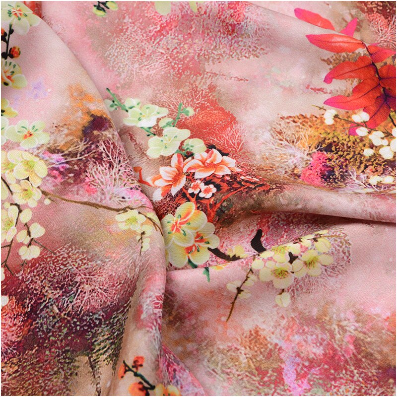 Chinese Zijde Stof Door De Meter Pure Zijde Katoen Hoogwaardige Voor Jurk Bloemen Rok Cheongsam Flower Gedrukt Zachte brocade Naaien