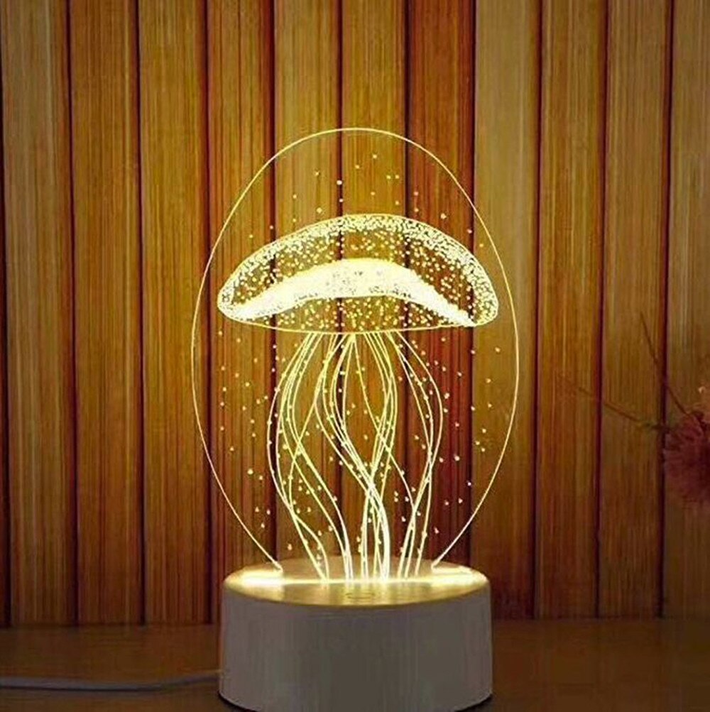 3D USB LED Light Acrylic Night Table Desk Bedroom Decor Warm White Lamp Night Lamp Acrylic