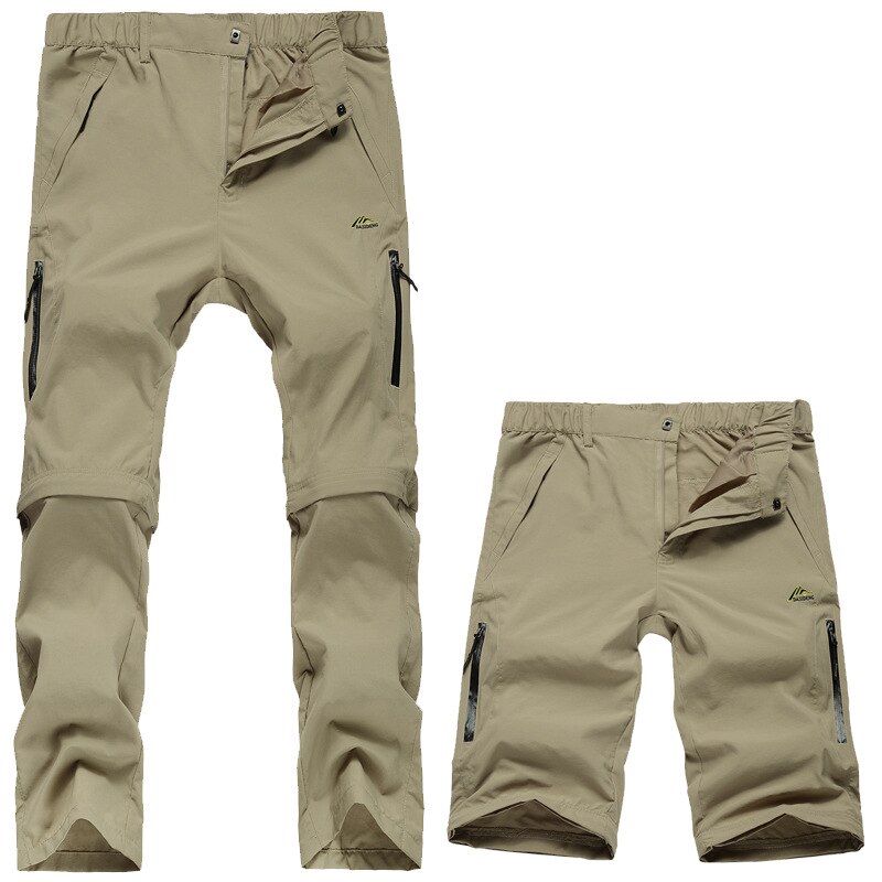 Avtagbara byxor herr sommar snabbtorkande utomhussportbyxor vandring vandring fiske camping manshorts 3 färg 004: Khaki man byxor / Xxl