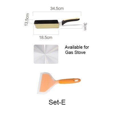 13.5 x 18.5 cm rustfrit stål nonstick stegepande aluminiumslegering køkkengrej pandekage æggegryde dyb gas induktionskomfur grill: Gul sætter en