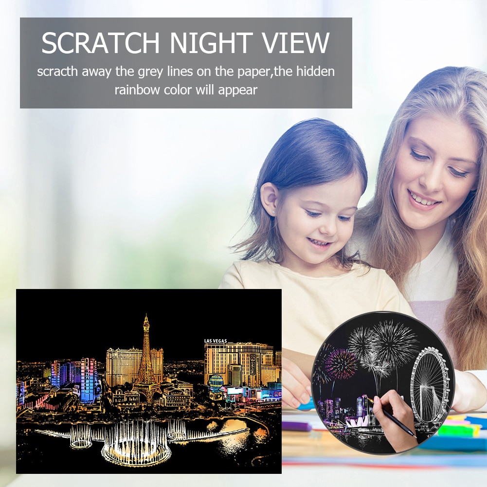 40x28 Cm Magic Scratch Art Ambachten Wereld Landschap Schrapen Schilderijen Papier Volwassen Decompressie Speelgoed Kinderen Spe
