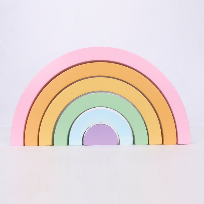 15 teile/satz Kinder Holz Regenbogen Blöcke Regenbogen Holz Kugeln Puppen für Kinder Montessori Pädagogisches Spielzeug: 11