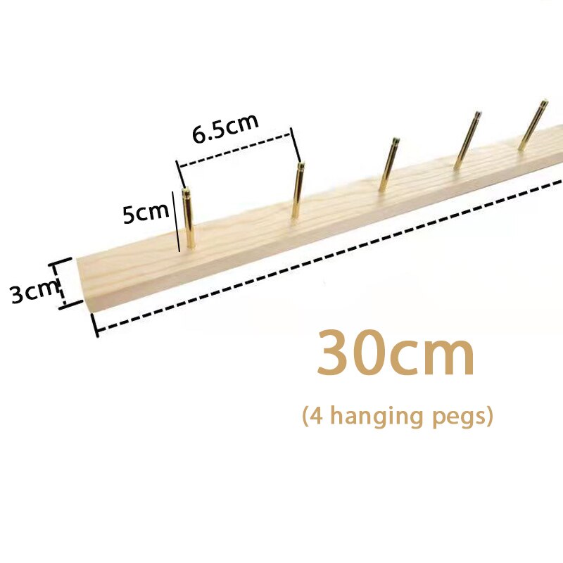 Colgador de pared de madera para joyería, soporte de exhibición con gancho dorado y plateado, organizador de collares y pendientes, soporte de almacenamiento, decoración montada en la pared para tienda: Blanco