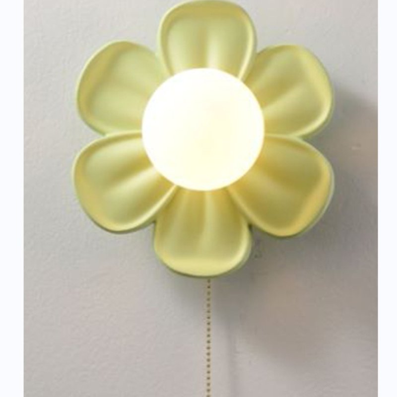 Lámpara de techo de pétalos verdes crema, pasillo, balcón, porche, escalera, aplique de pared, flor de resina, decoración interior