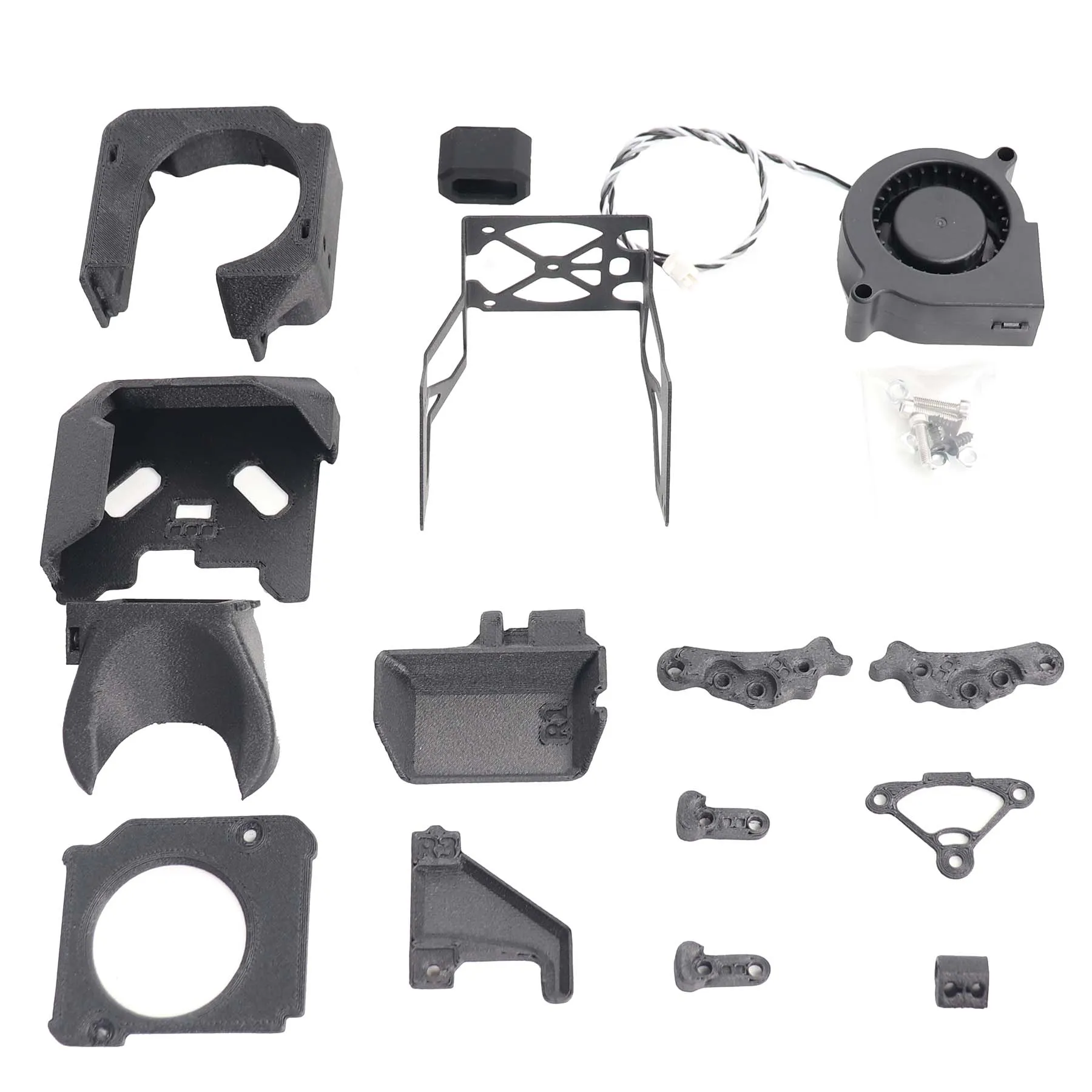 Blurolls prusa  mk3.9 mk4 to  mk3.9s mk4s extruder upgrade kit with 5020 fan mounts, pet cf, printed parts: White