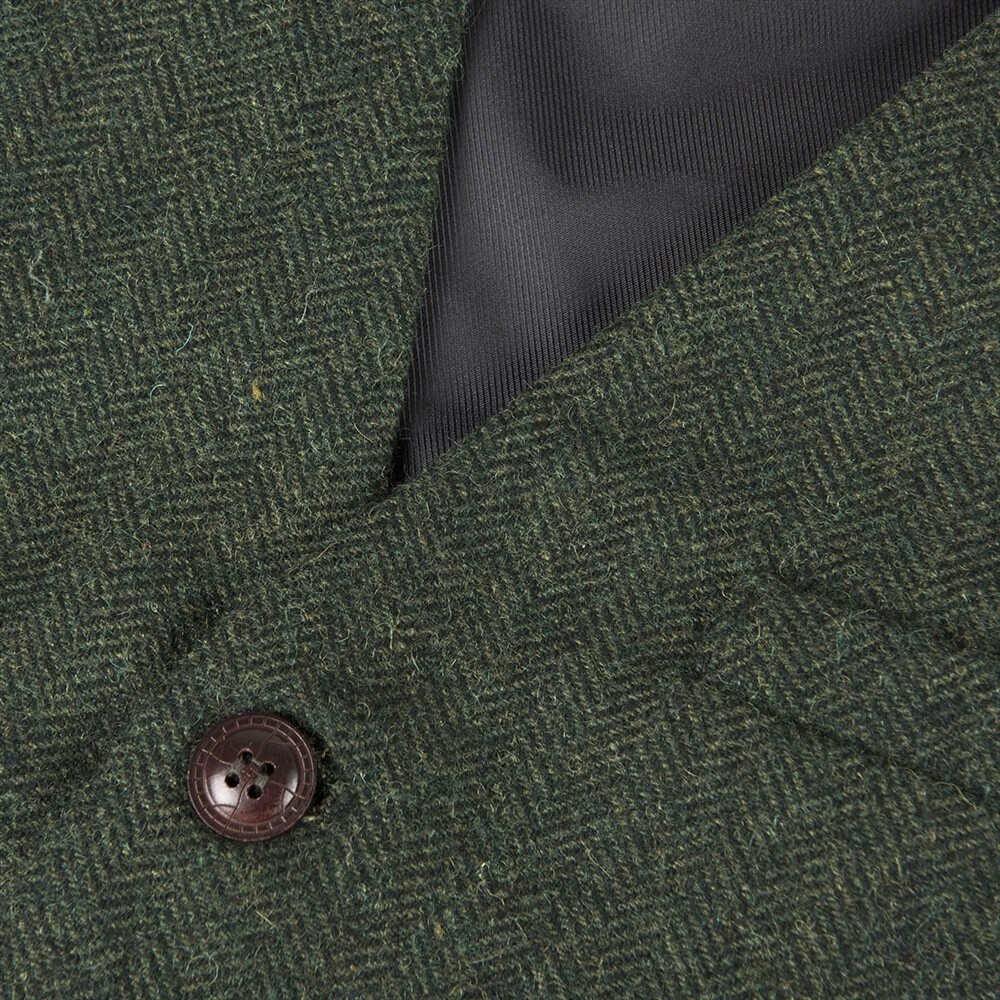 VOBOOM-chalequillo traje chaleco para hombre, mezcla de lana de espiga, Tweed, chalecos verdes de un solo pecho 007