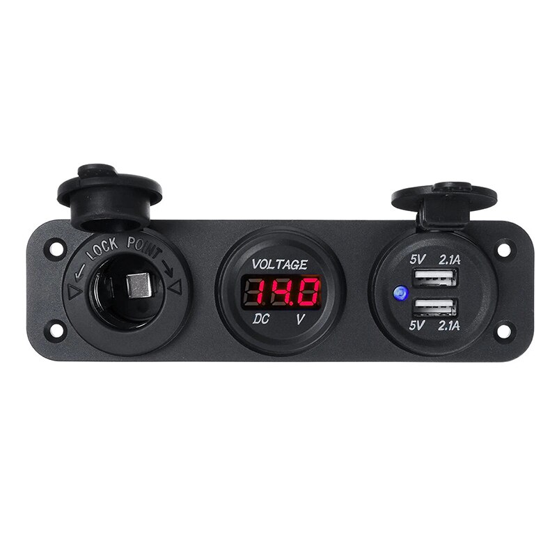 Waterdichte 12 V Mobiele Telefoon Autolader Met Led Digitale Voltmeter Sigarettenaansteker Plug Dual Usb 12 Volt Adapter: Rood