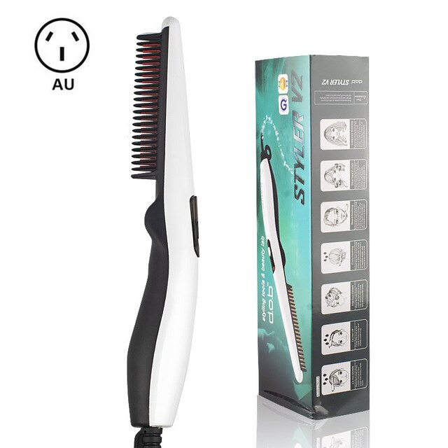 cepillo pelo elÉctrico peine barba secador y alisador innovagoods cepillos para el pelo multifuncional alisador de barba alisador de pelo rizador de pelo rápido peines para el cabello peine hombre: AU with box