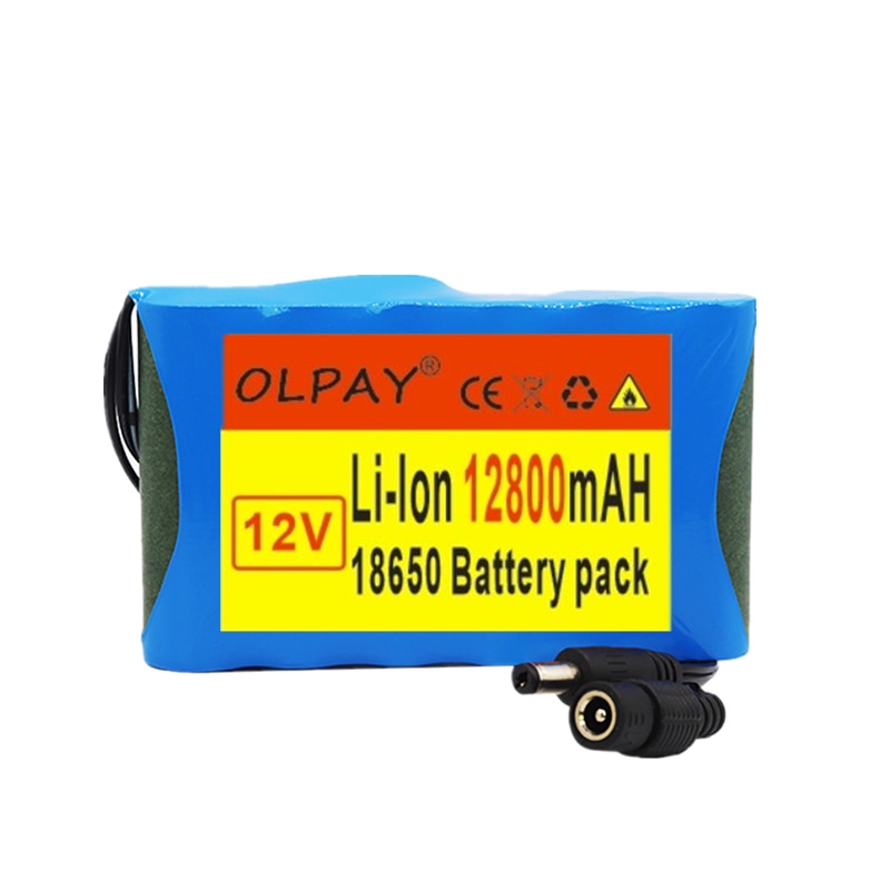 Original Portable Super 12V 12800mah battery Rechargeable Lithium Ion battery pack capacity DC 12.6v 12.8Ah CCTV Cam Monitor