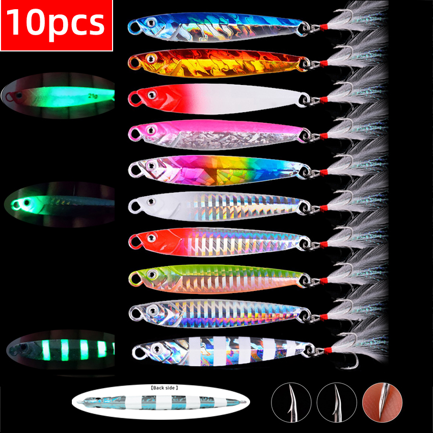 5/10 stücke Metall Angeln Lockt Langsam Cast Löffel Jigs Angeln Locken set 7G 10G 17G 21G 28G 40G Crankbait Jig Wobbler Köder Meer Pesca