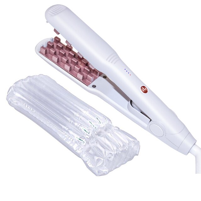 Volumizing Hair Iron 2 IN 1 Hair Straightener Curling Ceramic Crimper Corrugated Curler Flat Iron 3D Fluffy Hair Styling Tool: white no box / US