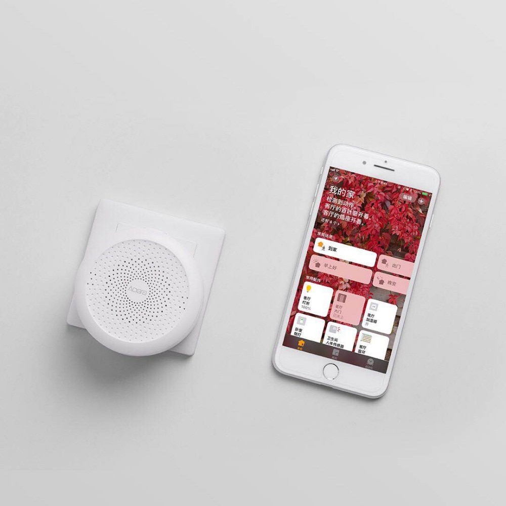 Original Xiaomi Aqara hub, una puerta de enlace con luces LED de noche RGB, funciona de manera inteligente con Apple Homekit y aqara aplicaciones inteligentes