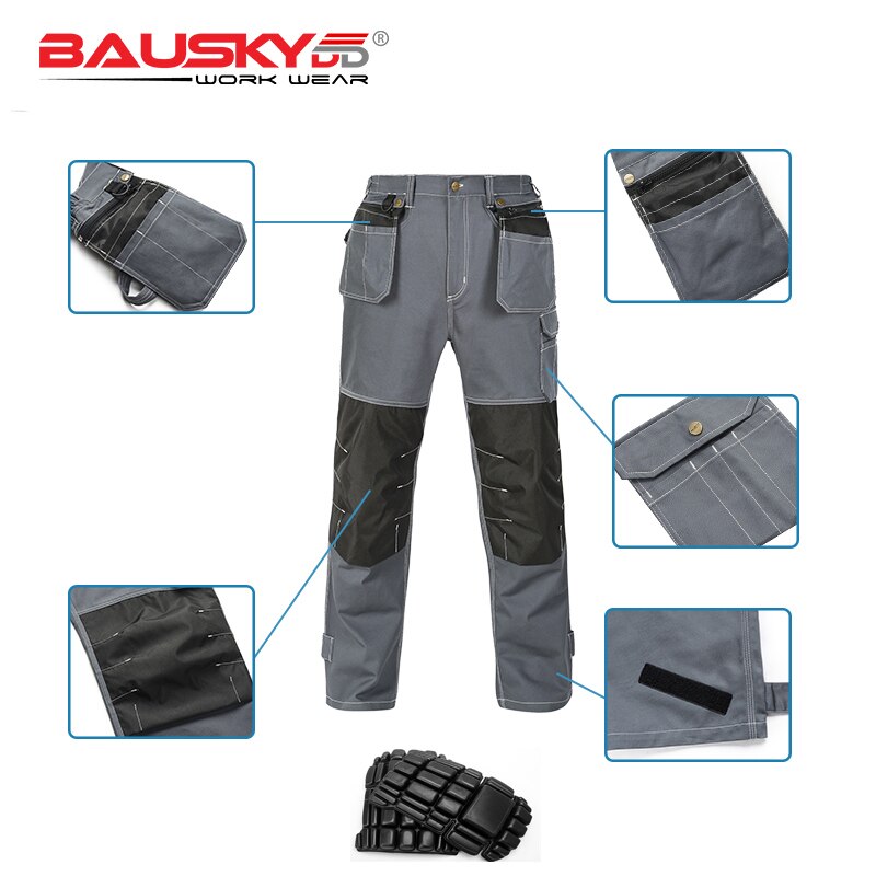 Construction Work Pants Men 100% Cotton Pants Working Pants Men Workwear Clothes with Knee Pads