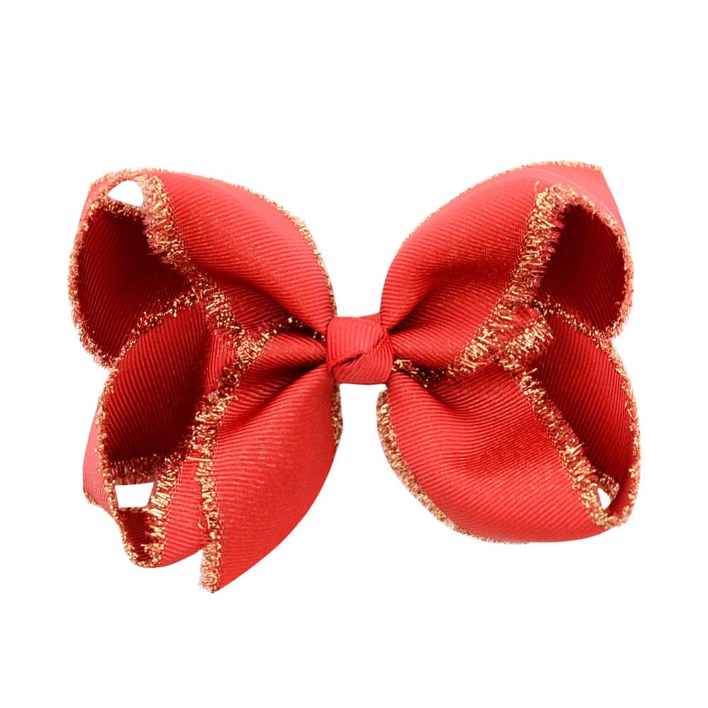 Lazos para el cabello para niñas, 1 pieza, 4 pulgadas, Boutique, dorado, cinta de lazo anudado sólido, accesorios hechos a mano con Clip de cocodrilo, 889: 12