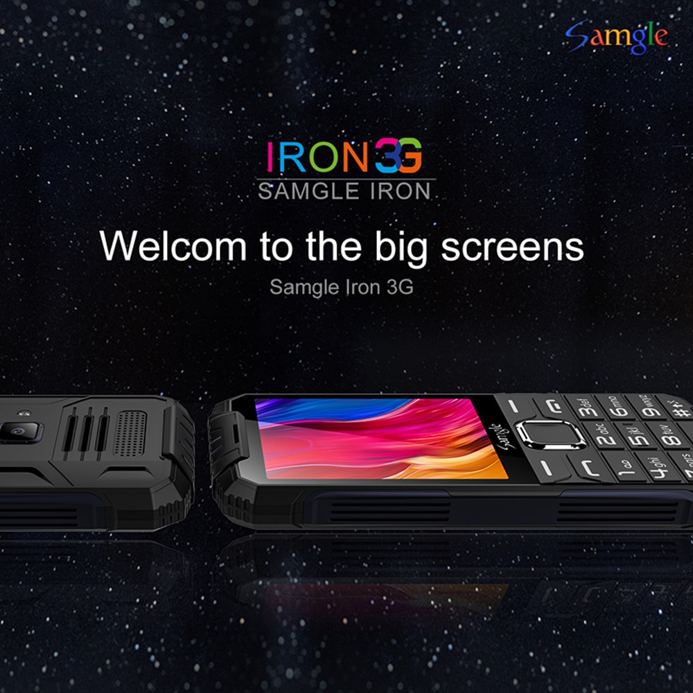 Samgle  f6 iron wcdma 3g 2.8 inch kleurenscherm feature phone snelkeuze whatsapp twitter groot toetsenbord robuuste mobiele telefoon