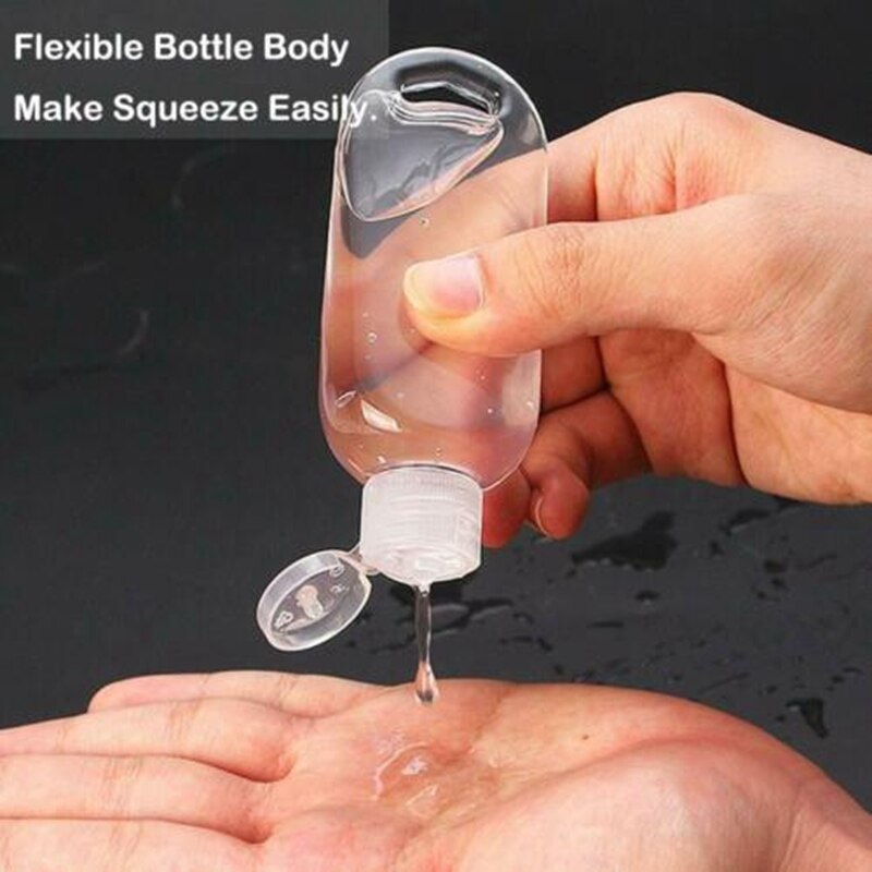 Botellas portátiles de desinfectante de manos, dispensadores de jabón líquido/Gel, botella invertida colgante para viaje, 10 Uds., 50Ml