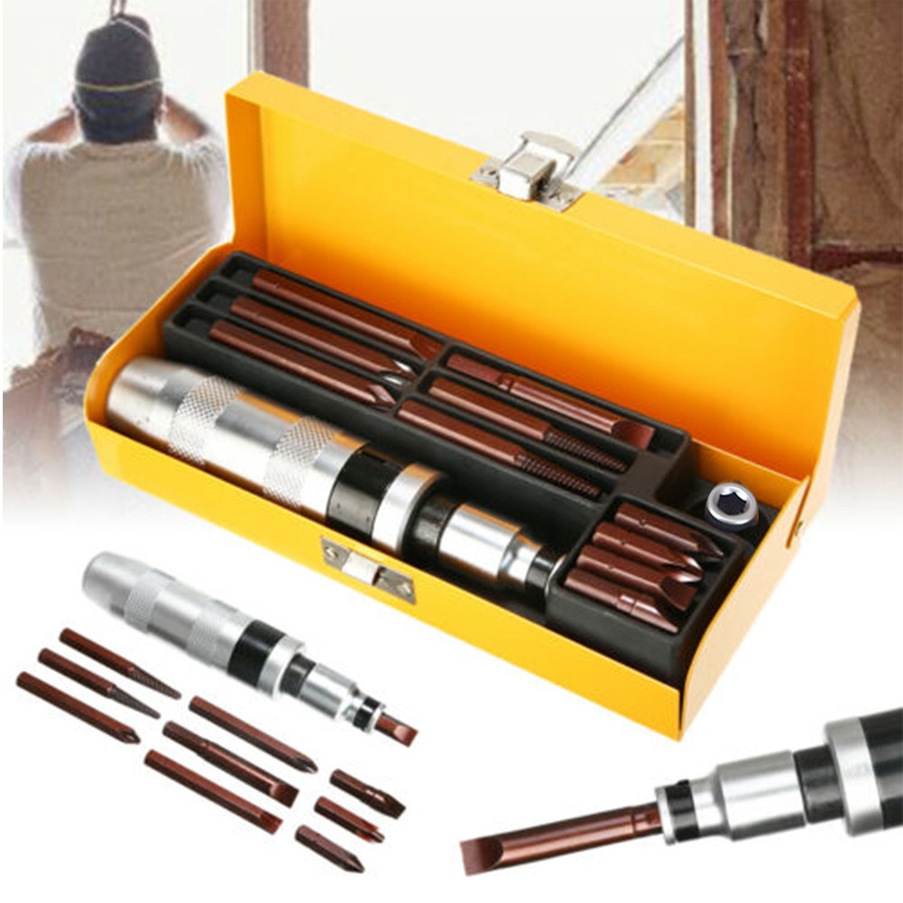 12pcs Socket Electric Flat Impact Driver Bits Screwdriver Set Screw Drill Extractor Practical Kit Hand Tool With Case Non Slip