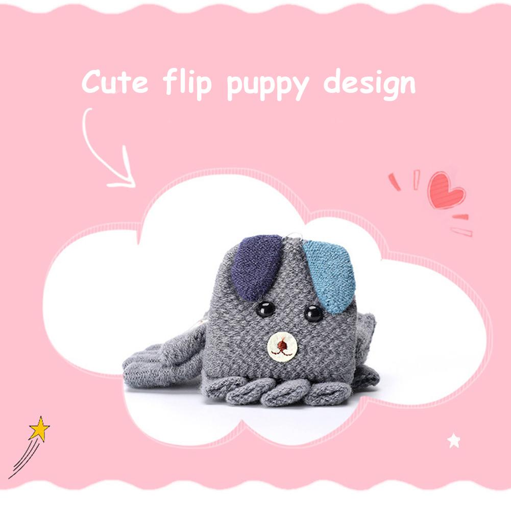 Thickened Five-finger Keep Warm Gloves Knitted Gloves Winter Warm Half Finger Flip Cover Gloves For Children Cold Protection