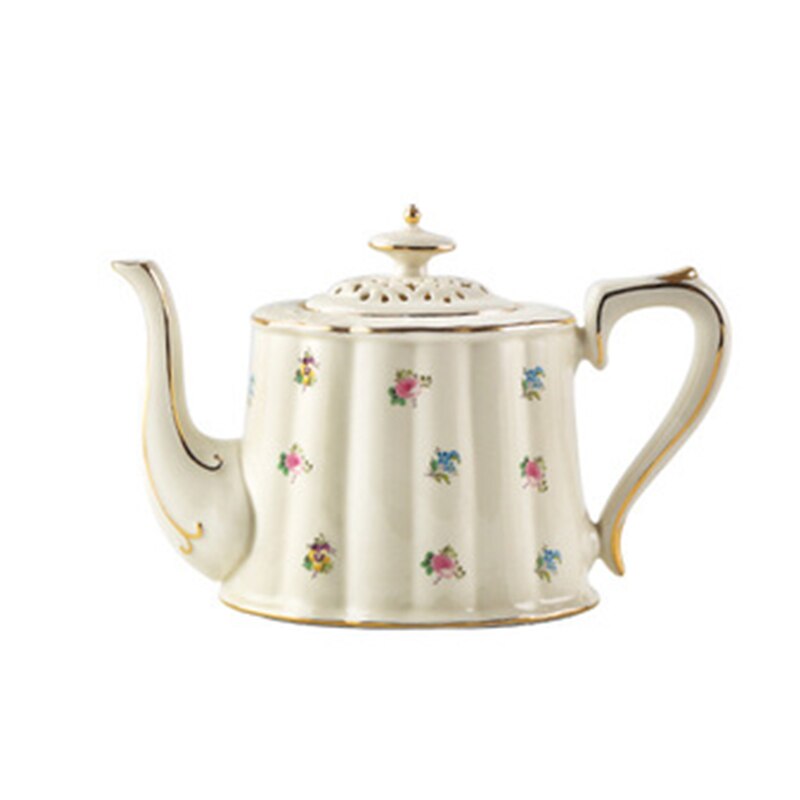 Ceramic European-style Small Luxury Home Tea Set High-end Phnom Penh Cup British Afternoon Tea Cup Flower Tea Cup Tea Pot: e