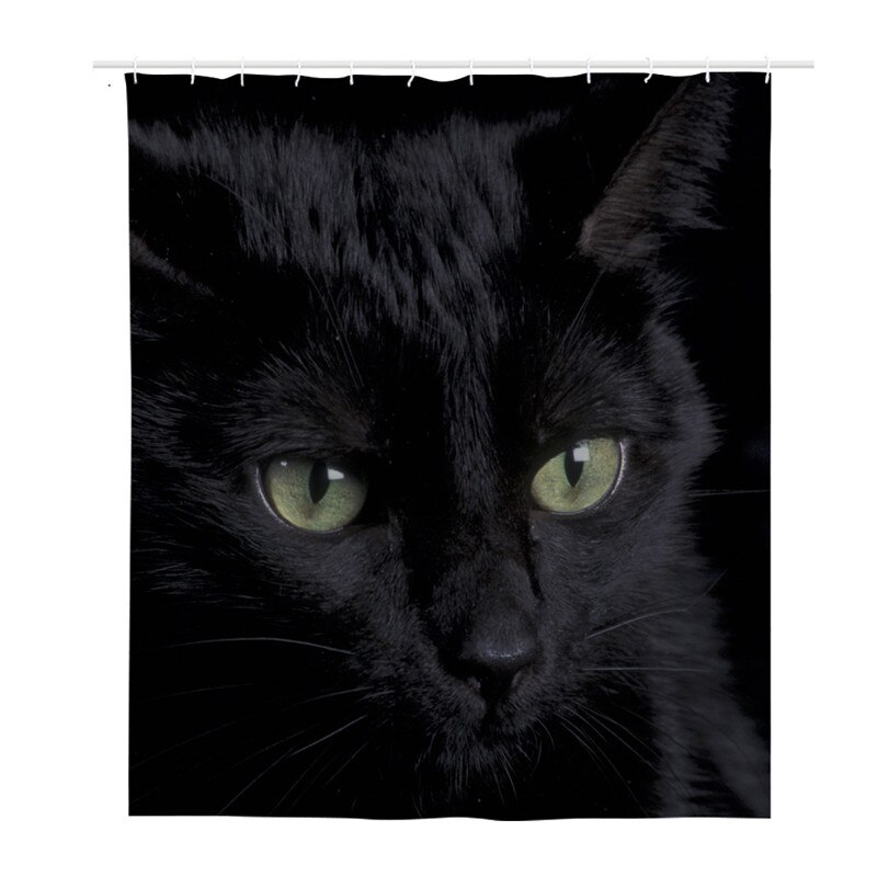 HUGSIDEA Zwarte Kat Gedrukt Douchegordijn Waterdicht Polyester Badkamer Douche Gordijnen Stof Bad Verduisteringsgordijn Home Decor: Z2423Z32