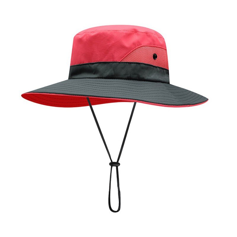 Paardenstaart Zonnehoed Vrouwen \ 'S Outdoor Uv-bescherming Opvouwbare Mesh Brede Rand Strand Vissen Cap: watermelon red