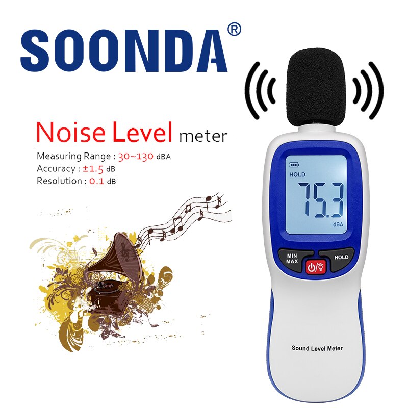 Fonometro digitale 30 ~ 130dB misuratore decibel misuratore di rumore misuratore di rumore microfono di misurazione test del volume del rumore analizzatore di decibel del suono