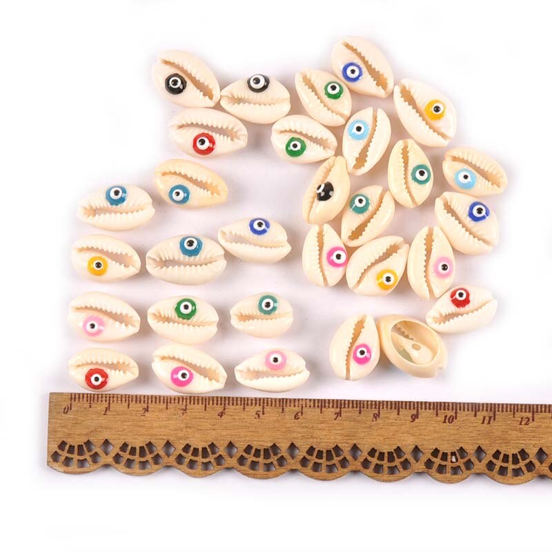 Evil Eyes Conch Shells Beads DIY Scrapbook Craft Natural Seashell For Making Jewelry Bracelet Nautical Home Decorations 10Pcs