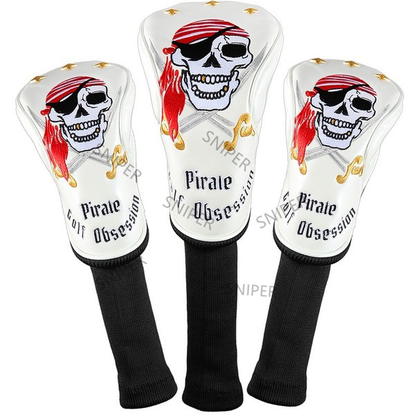 Pirate Thick PU Leather Golf UT Cover Headcover Golf Hybrid Headcover Utility Rescue Number Tag: haidao-white-135