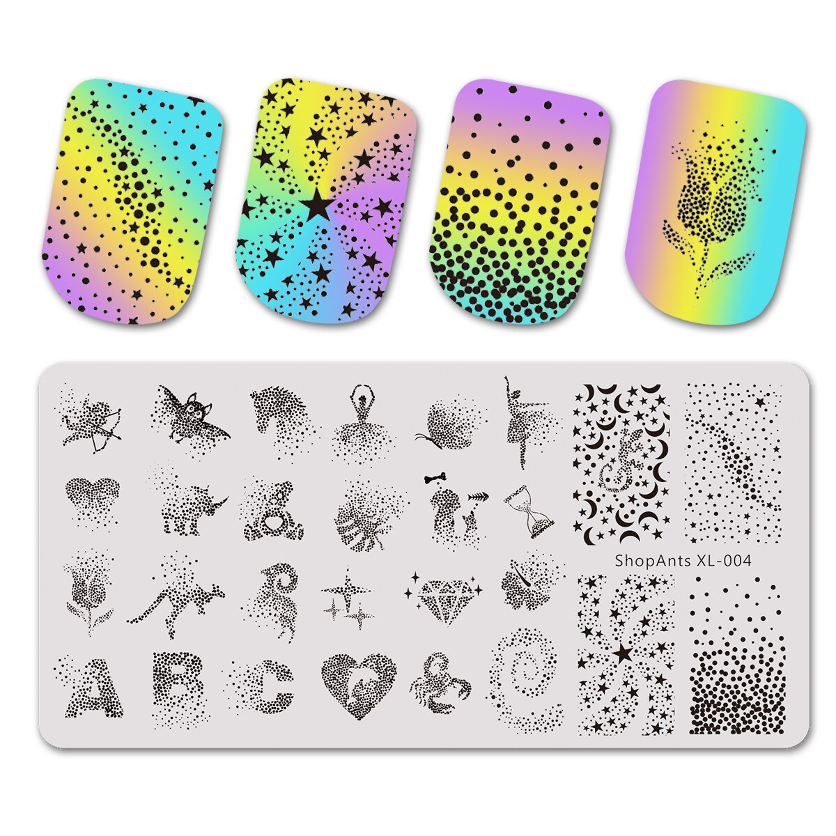 SHOPANTS 6*12cm Rectangle Nail Stamping Plates Leaf Flowers Butterfly Nail Art Stamp Templates Stencils Polish Manicure: 04