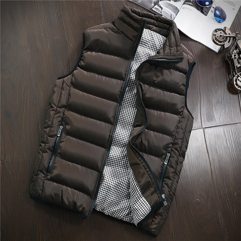 Vest Mannen Stijlvolle Lente Herfst Warm Mouwloze Jas Mannen Winter Vest mannen Vest Casual Jassen Heren Plus size 5XL: Coffee / S