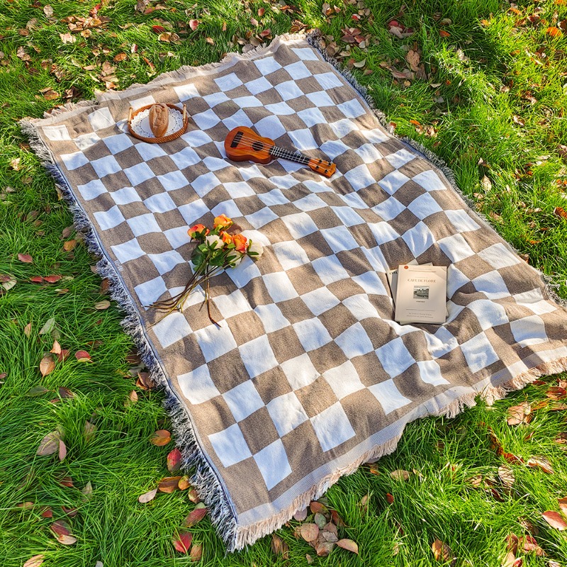 Nueva estera de Picnic a cuadros bohemia, manta para acampar en interiores y exteriores, tela de Picnic de punto portátil, funda para sofá, mantas para tienda