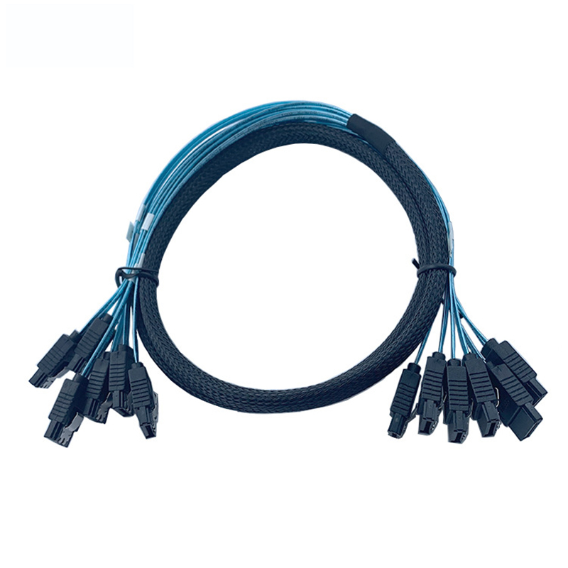 4/6 unids/set Cable Sata a Sata 6 puertos/juego Cable de fecha Sata 7 pines a Sata Cable Sas de 7 pines Cable divisor HDD de 6Gbps para servidor: Rojo / 1 metro