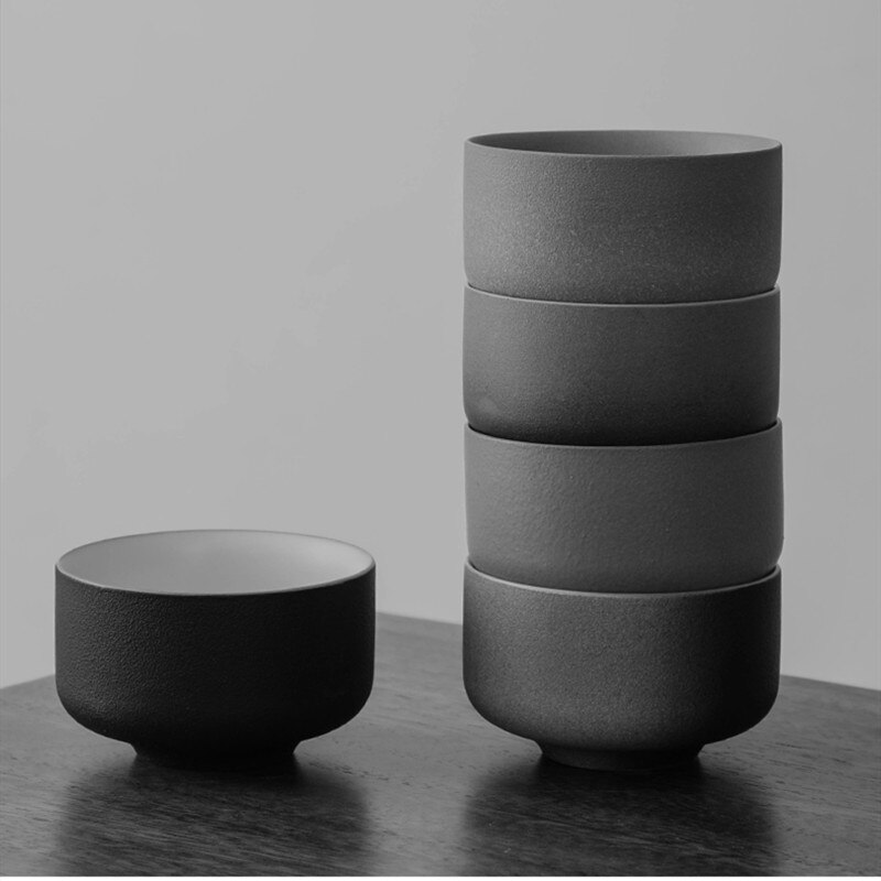 Bol à thé japonais en céramique en céramique, poterie grossière tasse à thé en céramique Vintage Kung Fu service à thé ustensiles à boire bols Pu'er faits à la main