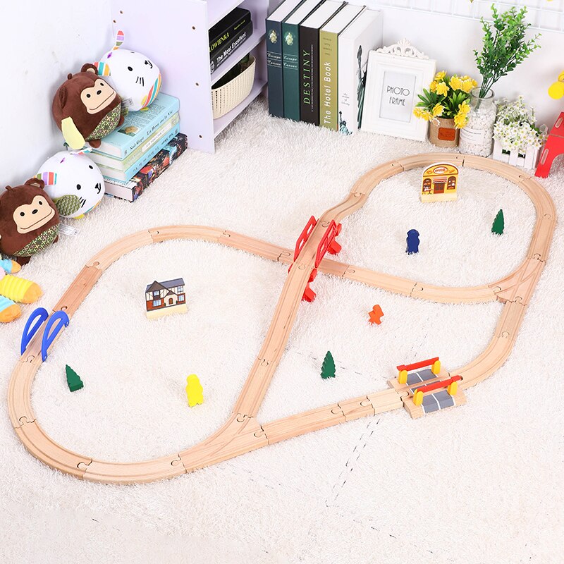 Ferroviarie di legno Giocattolo Semplice Set Per Bambini Giocattoli Compatibile con I Principali di Marca Pista Blocchi di Puzzle Giocattoli Educativi Per I Bambini: 5