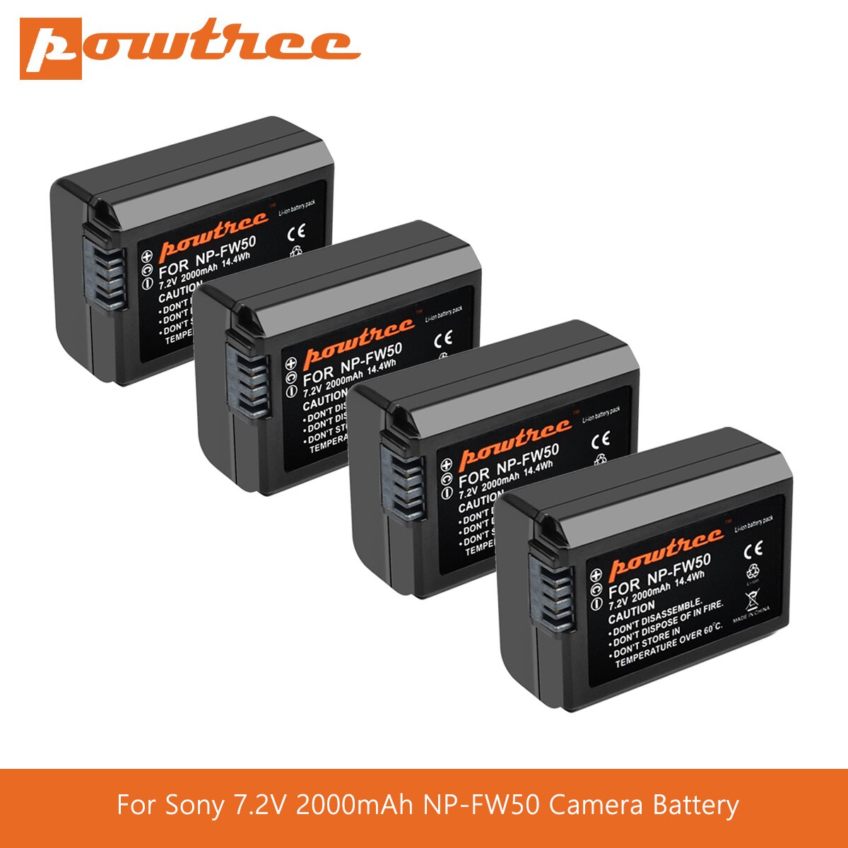 Powtree för sony 7.2v 2000 mah np -fw50 npfw 50 np fw50 kamerabatteri för alpha 6500 6300 6000 5000 3000 a7r a7s a7s ii  a7ii l70