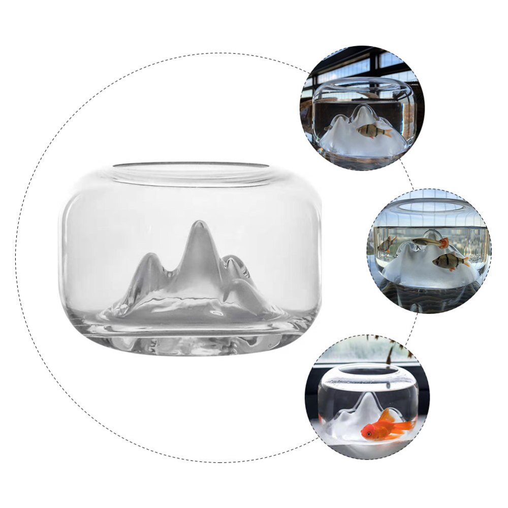 1pc Transparent Fish Tank Rockery Deisgn Fish Tank Desktop Aquarium Adornment