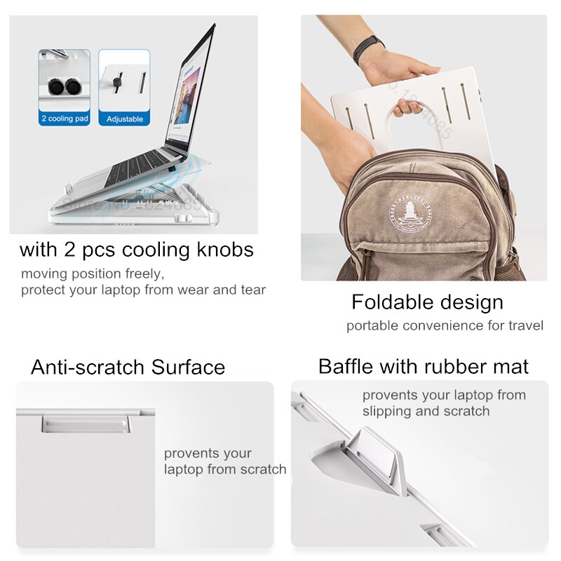 laptop stativ 9 vinkler justerbar skrivebord stående lapdesk smarttelefon / bærbar stigerørholder til macbook luft pro opp  til 17 ''