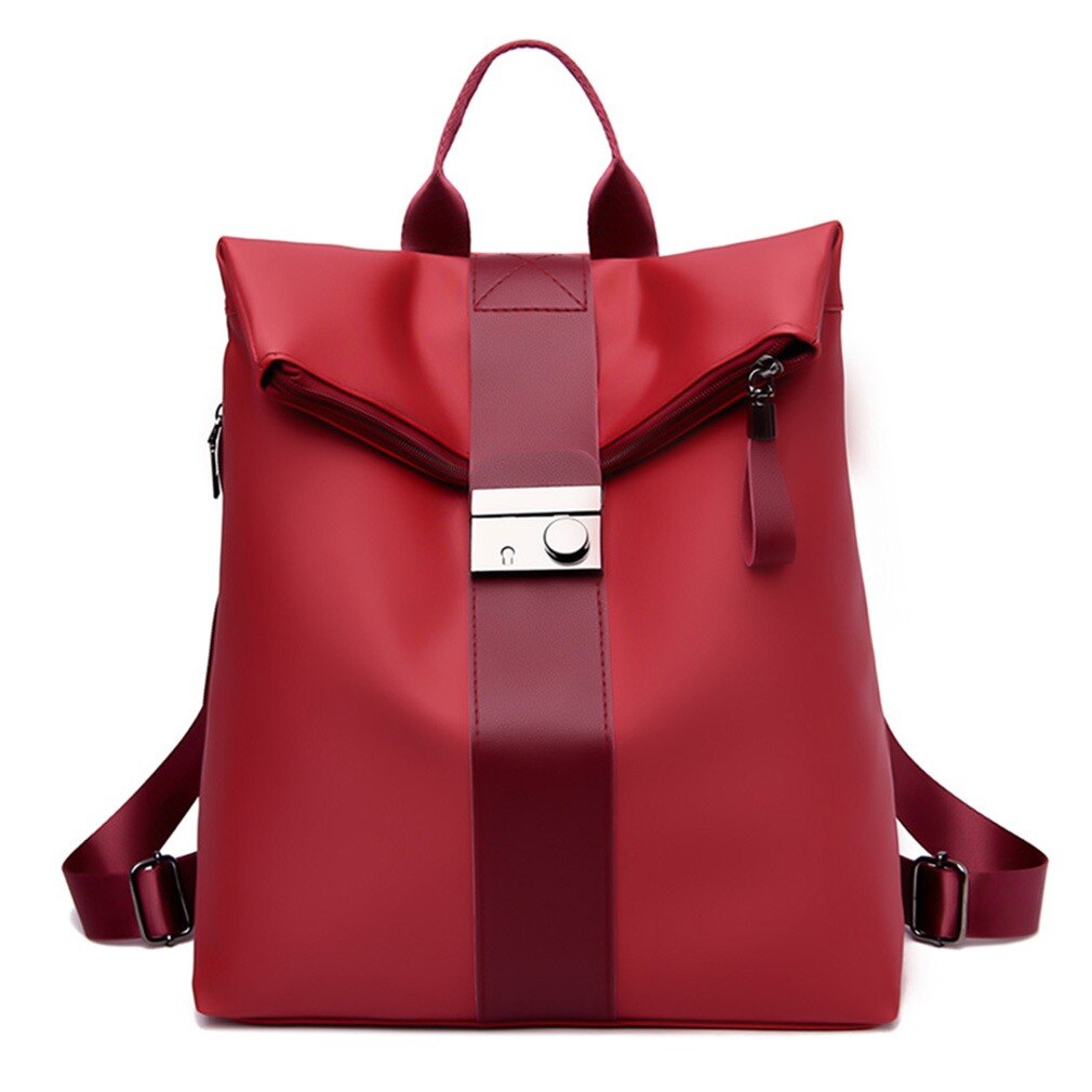 Female Backpack Mochila Feminina Multifunction Girls Leather School Brand Women Shoulder Bag Sac A Dos Travel Back Pack: Red 03