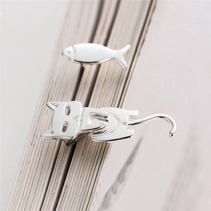 925 Sterling Silber Katze Fisch Ohrringe Für Frauen Hypoallergen Sterling Silber Ohrringe Schmuck boucle d'oreille Z4