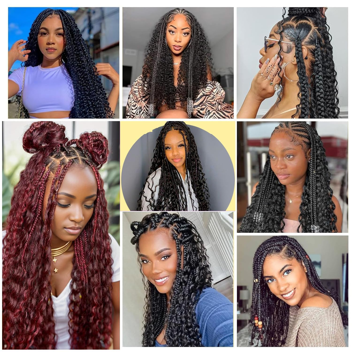 Trenzas bohemias de 16-22 pulgadas, cabello humano trenzado de ondas profundas, mechones de cabello humano rizado, añadir para Boho Locs Crochet