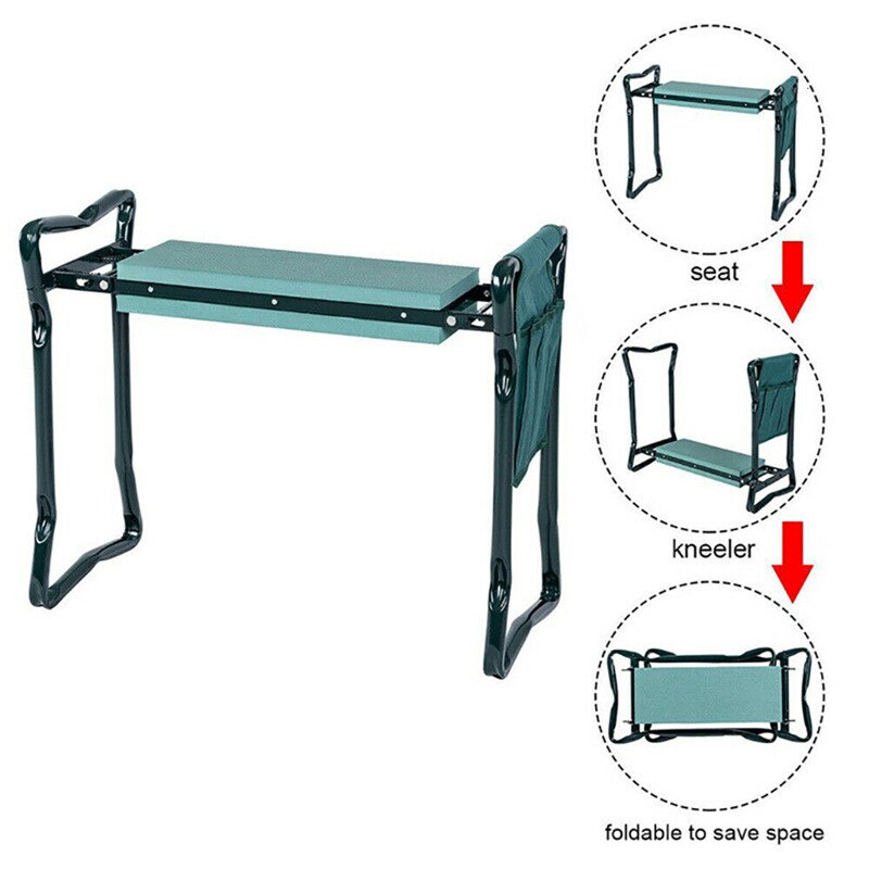 2 In1 Garden Seat Kneeler Foldable Bench With Tool Pouch Home Outdoor Bench Knee Pad