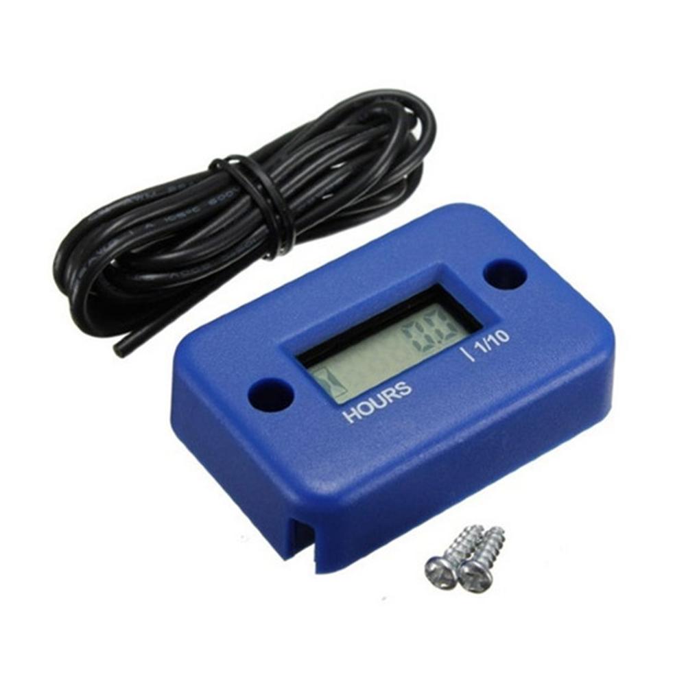 Waterproof Digital Hour Meter for Motorcycle ATV Snowmobile Boat Dirt Gas Engine LCD Digital Hour Meter: Blue