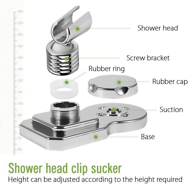 Ventosa al vacío soporte de cabezal de ducha soporte de pared Clip de ducha reutilizable ajustable con disco adhesivo para Baño